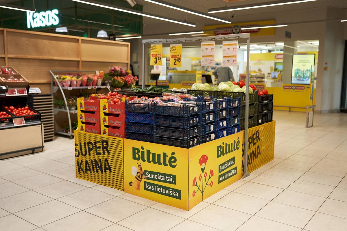 „Iki“ parduotuvėje įrengta naujo prekės ženklo „Bitutė“ produktų ekspozicija
